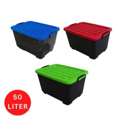 KHUSUS PENGIRIMAN GRAB: Box Container 50 Liter Hitam