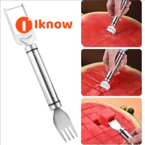 Tôi Biết 2 Trong 1 Thép Không Gỉ dụng cụ cắt dưa hấu Salad Cubed dụng cụ trái cây hai đầu Dưa Hấu Digger dụng cụ nhà bếp