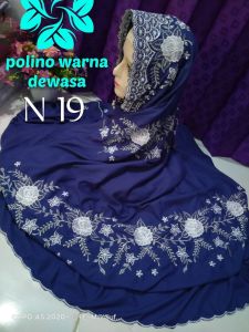 Mukena Lajuran Warna Navy Size Dewasa Polino Silk bukan polino medium Bahan Adem Langsung Dari Konveksi (Bisa Request Warna & Bordir)