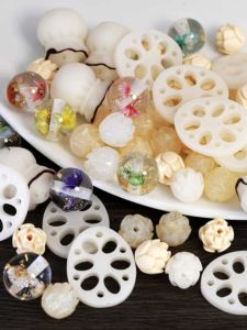 สร้อยคอ สร้อยข้อมือ DIY ลูกปัดดอกบัวหยกขาว อุปกรณ์ตกแต่งโทรศัพท์มือถือ อุปกรณ์ตกแต่งรถยนต์ อุปกรณ์ทำเครื่องประดับ DIY