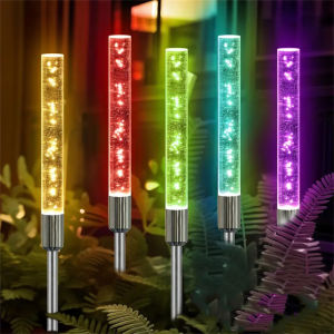 1/2/4PC Solar Reed Lamp Bubble Stick RGB Colorful Acrylic Courtyard Park Scenic Area Lawn Garden Insertion Landscape Lamp