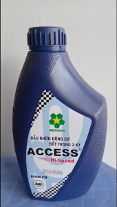 Dầu nhớt 2 thì Access his speed (xe gắn máy 2T và máy cắt cỏ) - nhớt màu xanh- chai 1l thương hiệu Mekong siêu khuyến mãi giá cực sốc pha xăng theo tỉ lệ khuyến cáo trên chai MP store