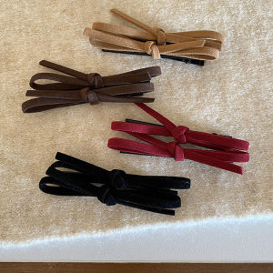 Busan Suede Butterfly Knot Hair Clips Womens Autumn Winter New Style Versatile Side Clips Bangs Clips Hair Accessories