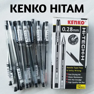 Pulpen Hitech Kenko 0.28mm Warna Tinta Hitam 1 Pak ( Ada Isi 12 & 6 Pcs)