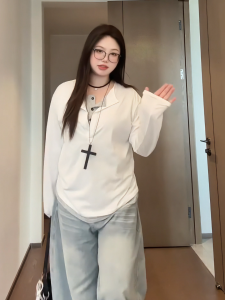 Áo Thun Dài Tay Rộng Rãi Cho Nữ Mùa Thu Cỡ Lớn Phong Cách Hàn Quốc Màu Khối Rộng Rãi Áo Lót Thường Ngày Thoải Mái