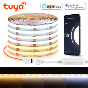 CCT Tuya COB LED Strip WiFi Lights With Dimmable Dimmer Controller Smart Home Smart Lamp LED Tape Ribbon Work With Alexa Google
