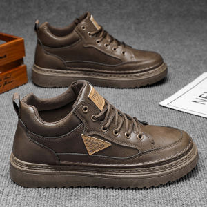 Mens Work Shoes Winter Kitchen Chef Labor Protection Leather Shoes Waterproof Oil-resistant Fleece-lined Warm Cold-resistant Cotton Shoes