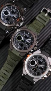 BIDEN Jam Tangan Pria Digital & Analog Lelaki Multifungsi Bercahaya LED Original Jam Tangan Cowok