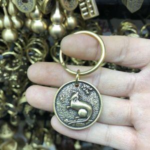 Twelve Chinese Zodiac Brass Keys Charm