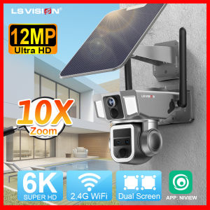 LS VISION 12MP Wifi Solar CCTV Camera 10X Optical Zoom Outdoor IP66 Waterproof Full Color Night Vision Security Camera PTZ Auto Tracking Two way Audio Battery IP Camera