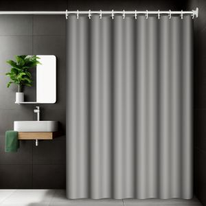 Simple advanced grey design shower curtain Atmospheric style shower curtain easy to clean complimentary hanging ring