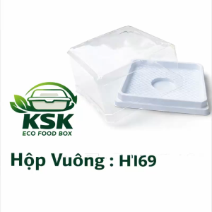Hộp Vuông H169 Đựng Bánh/Xôi/Bánh Kem Mini – Hộp Nhựa Trong Suốt Đường kính 9 cm Cao 5.2cm
