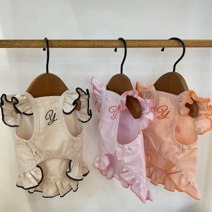 Ycancan Pure Cotton Summer New Style Pet Cat Dog MSIS Clothes Cool Little Flying Sleeve Skirt Solid Color Dog Costume