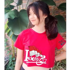 KROPTOP AGUSTUSAN MERAH PUTIH MENYALA ATASAN KAOS DEWASA HUT KEMERDEKAAN RI