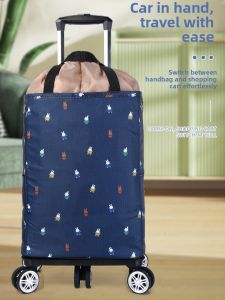 Portable Foldable Shopping Cart Four-Wheel Steering Handheld Elderly Vegetable Buying Small Trolley Family Use Utility Vehicle