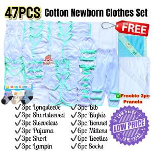 47pcs Newborn Cotton Set Tieside Baruan for Newborn Babies with Freebie