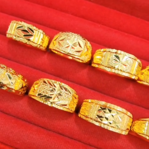 แหวนทองตัดลาย น้ำหนัก 2 สลึง เบอร์ 6.5 7 7.5 8 8.5 9 9.5 10 10.5 11 รับประกัน 1 ปี ทองชุบ