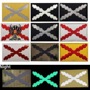 Spain Burgundy Cross Flag Badges Fabric Applique Embroidery PatchesMilitary Tactical stickers IR Reflective Emblem For Armband
