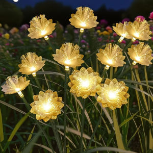 Solar 6LEDS Cherry Blossom Flower Lights Solar Ground Plug Atmosphere Lights Garden Lights Lawn Lights Garden Decoration