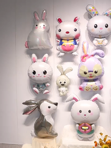 DINOSO Balon Foil Karakter Kelinci Putih Lucu Balon Kelinci Happy Easter Dekorasi Tema Edisi Paskah