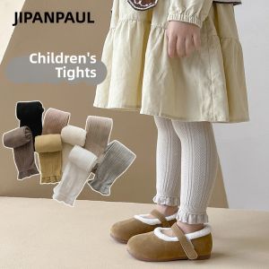 Thin Pure Color Baby Tights with Herringbone Pattern