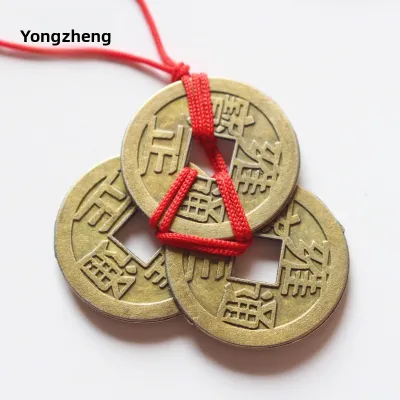 Handmade Pure Copper Alloy Triangle Three Emperor Coins Feng Shui Five Emperor Money Ancient Bronze Handmade Artifacts Home Decor