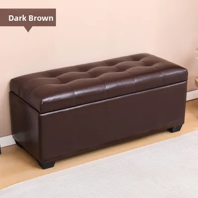 Storage Ottoman Long Rectangular Leather Resting Bench for Try on Shoes Entrance Hall Home Living Room Slip off Shoes Bench