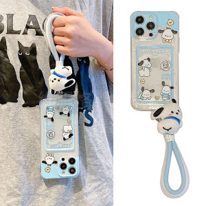 Cute Cartoon Pachat Dog Silicone Phone Case with Card Holder for Apple 15Promax iPhone 14 Winnie the Pooh 13pm Card Sleeve 12pro