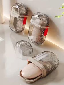 Portable Soap Box Holder Dish Travel Soap Organizer Sealed Waterproof Transparent Soap Case With Cov