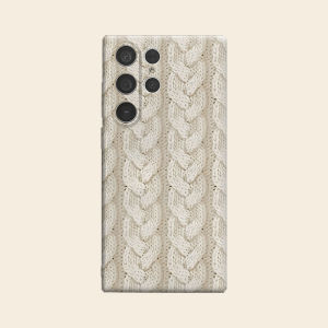 Cream Cable Knit Luxury Fashion Full Lens Protective Case for Samsung Galaxy S26 S25 S24 A56 A36 Plus Ultra