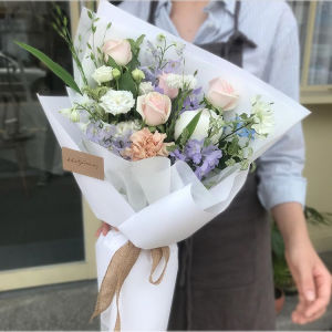 White Leather Korean Style Versatile Flower Bouquet Gift Wrapping Paper Tulip Bouquet Paper Hand Pulled Paper Floral Art Packaging