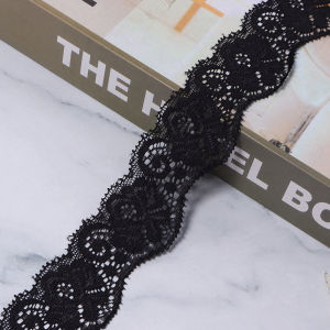 2Yards/Lot Elastic Lace Ribbon Tape 35MM Color Embroidered Net Lace Trim for Craft Sewing Decoration African Hollow Lace Fabric