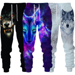 New Wolf Graphic Print Pants Men Sportwear Joggers Long Pants Mens Outdoor Fashion Sweatpants Male Hip Hop Casual Trousers