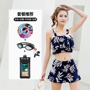 ผู้หญิง สองชิ้น ชุดว่ายน้ำ ชุดบิกินี ชุดอินเกาหลี เซ็กซี่ พรางหุ่น ก้นแบน กระโปรง สไตล์ร้อน ฤดูใบไม้ผลิ ชุดว่ายน้ําขายตรง