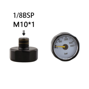 HPA Mini Scuba M10*1 1/8BSP 350BAR Pressure Gauge 25mm Diameter Manometer For Aquarium Diving