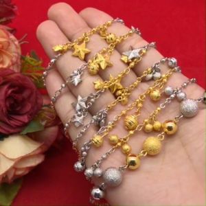 สร้อยคอทองสามกษัตริย์ห้อยระย้า ดาว หัวใจ ตุ้มลาย เม็ดจิก คละแบบ ความยาว 16 นิ้ว งานสวย สร้อยแฟชั่น งานชุบ 3k พร้อมส่ง