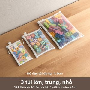 LANJIAOLUO | Túi Lưới Màng Nhựa Dành Cho Trẻ Em Phân Loại Đồ Chơi Có Zipper