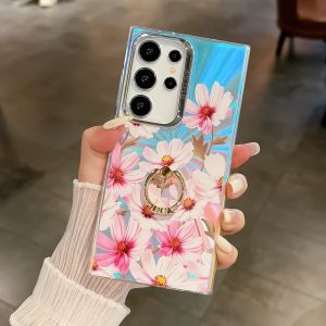 EC เคสสำหรับ Samsung Galaxy A15 A35 A25ฝา A34 A14กากเพชรส่องแสงเป็นประกายวิบวับ5G IMD เคสโทรศัพท์กันกระแทกด้วยเลเซอร์ลายดอกไม้สำหรับ Samsung S23 S24บวก S23 FE S22ที่วาง A55เป็นพิเศษ