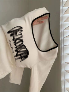 Womens Long Sleeve Thermal T-Shirt Color Block Fleece-lined Slim Fit Autumn Winter Top Korean Style Printed Casual Wear