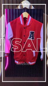 Jaket Baseball Inisial Huruf J K L M N O P Q Laki Laki Perempuan Usia 2 - 12 Tahun