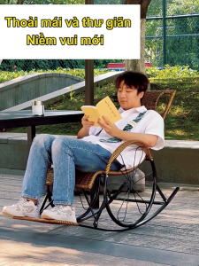 BMZAR ghế lười mây Thư Giãn Ghế Bập Bênh Đôi Có Gác Chân Ghế Sofa Lười Khung ThếpNghề mây tre đan