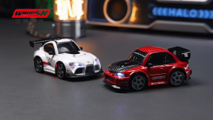 【Malaysia Stock】 1:43 RC Drift Car 4WD Officially Licensed Mitsubishi Evo4/Supra GT4 Proportional Throttle Destop Drift Remote Control Racing Car Toy with LED Lights
