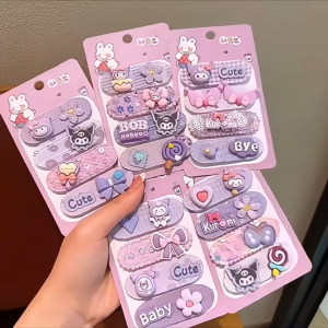 (READY STOCK) Set Hair Clip Kuromi Cartoon Kanak-kanak Cute Cartoon Lovely Accessories Baby Girl Gift Present 儿童卡通可爱发夹套装