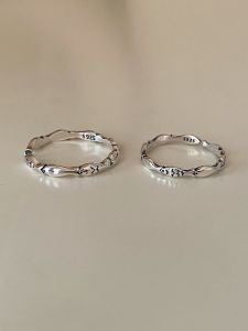 S925 Sterling Silver Vintage Fish Pattern Ring Simple Elegant Fishbone Design All-Match Minimalist Thin Ring Gift for Women