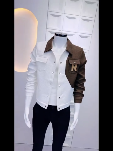 Áo khoác nam cổ vest mỏng Bộ đồ vải lanh đơn giản Hợp thời trang Áo khoác hàng đầu T9