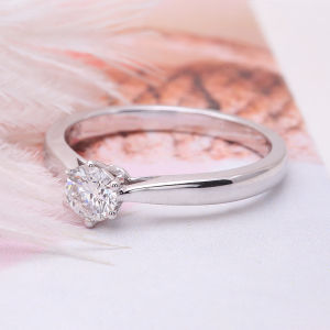 DE Color Round Excellent Cut 0.3ct Lab Grown Diamond Engagement Ring 14k White Gold Classic 6 Prong Ring NO IGI