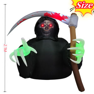 Halloween Inflatables Death God Outdoor Decorations Scary Red Eye Ghost with Built-in LEDs for Yard Garden Lawn Party Decor Prop