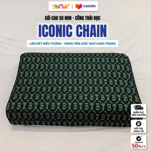 Gối Cao Su Non Công Thái Học Zenmay ICONIC CHAIN 40x60cm – Êm Ái Giảm Đau Cổ Vai Gáy Thoáng Khí Họa Tiết Sang Trọng Cao Cấp