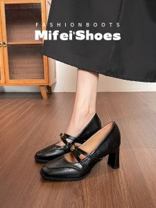 MIFEI | Giày Gót Cao Da Thật Phong Cách Pháp Camellia Đẹp và thoải mái