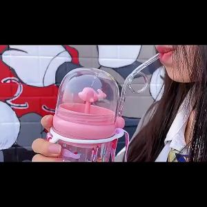 250ml Drinking Cup With Straws Portable For Kids Funny Whale Cartoon Girls Feeding Bottles